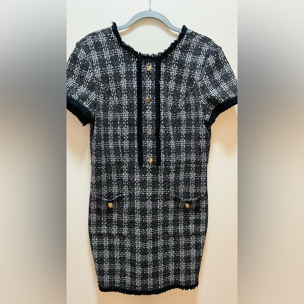 Express Black and White Plaid Mini Dress
